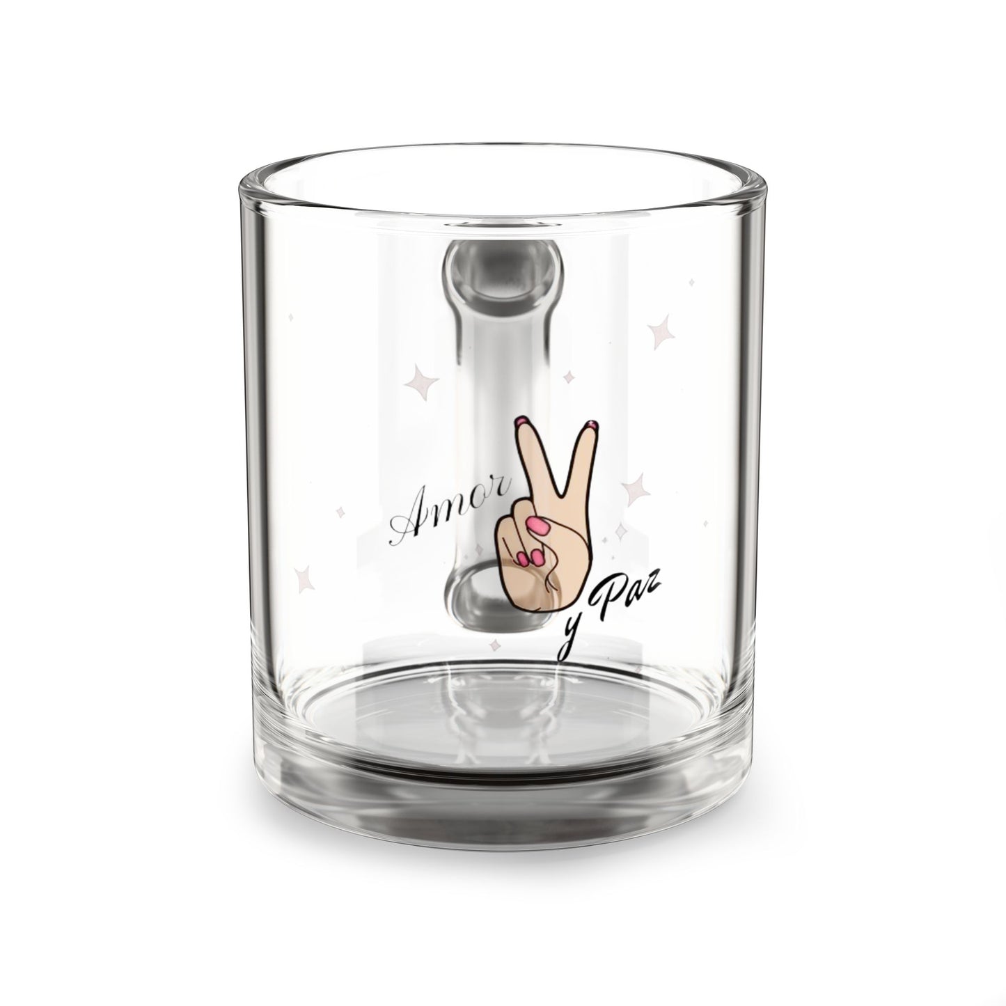 Taza de vidrio "Paz y Amor" - 10 oz, regalo perfecto para amigos y celebraciones