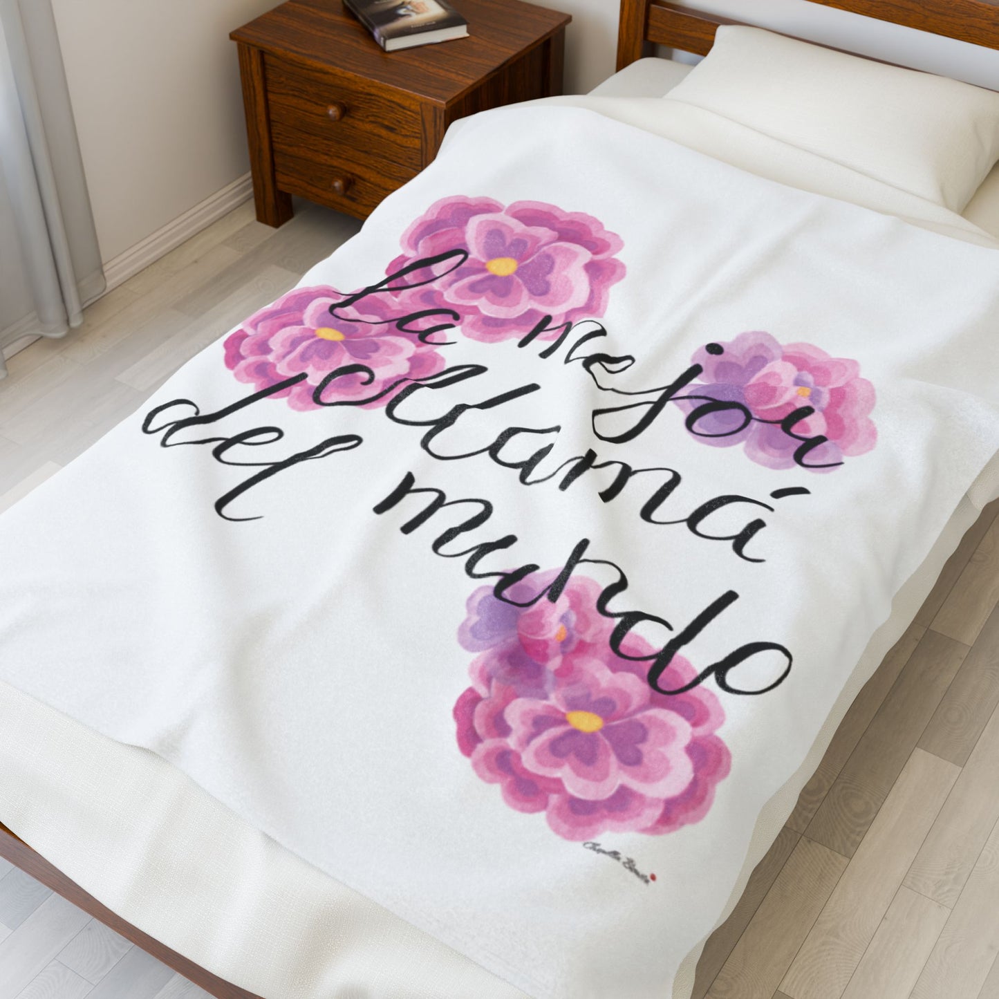 Manta de peluche La Mejor Mamá: acogedora manta floral para el Día de la Madre