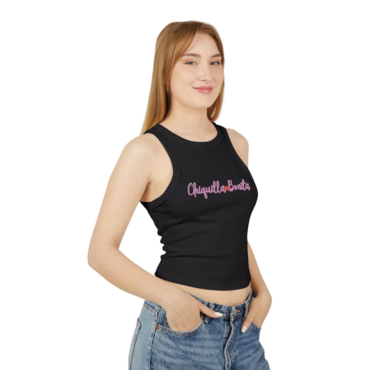 Chiquilla Bonita WomeN Micro Rib Racer Tank Top - Cute Casual Summer Wear