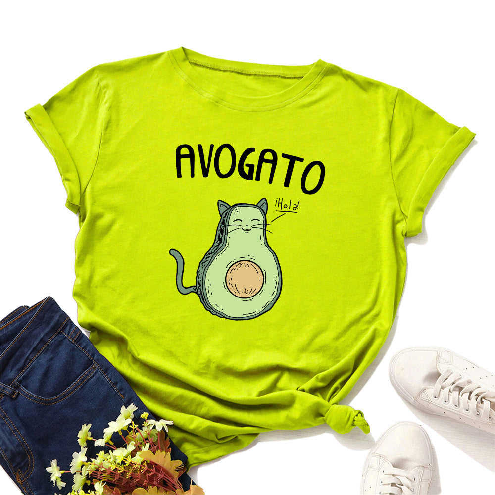 AVOGATO Loose Round Neck Short Sleeved T Shirt,