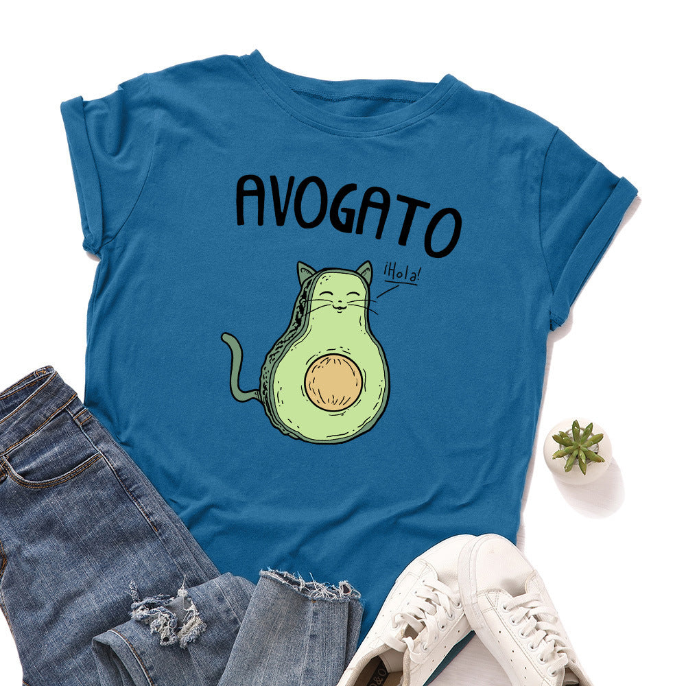AVOGATO Loose Round Neck Short Sleeved T Shirt,