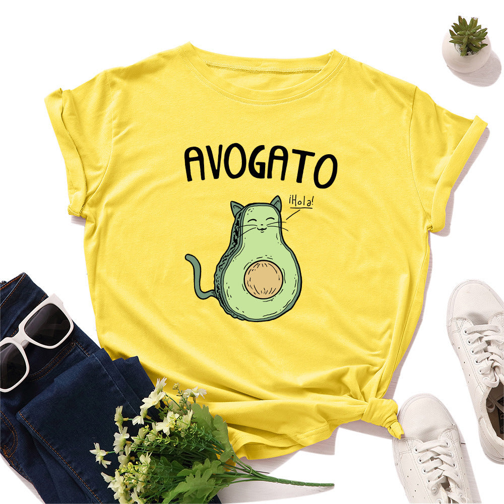 AVOGATO Loose Round Neck Short Sleeved T Shirt,