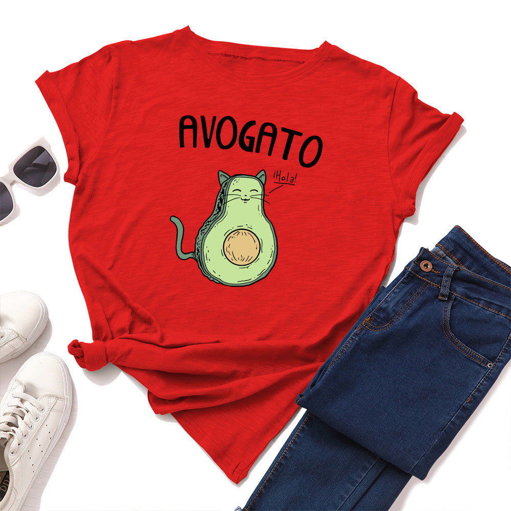 AVOGATO Loose Round Neck Short Sleeved T Shirt,