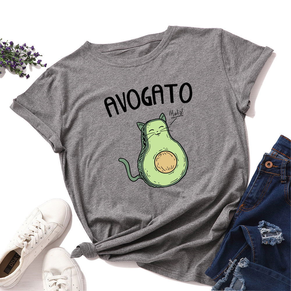 AVOGATO Loose Round Neck Short Sleeved T Shirt,