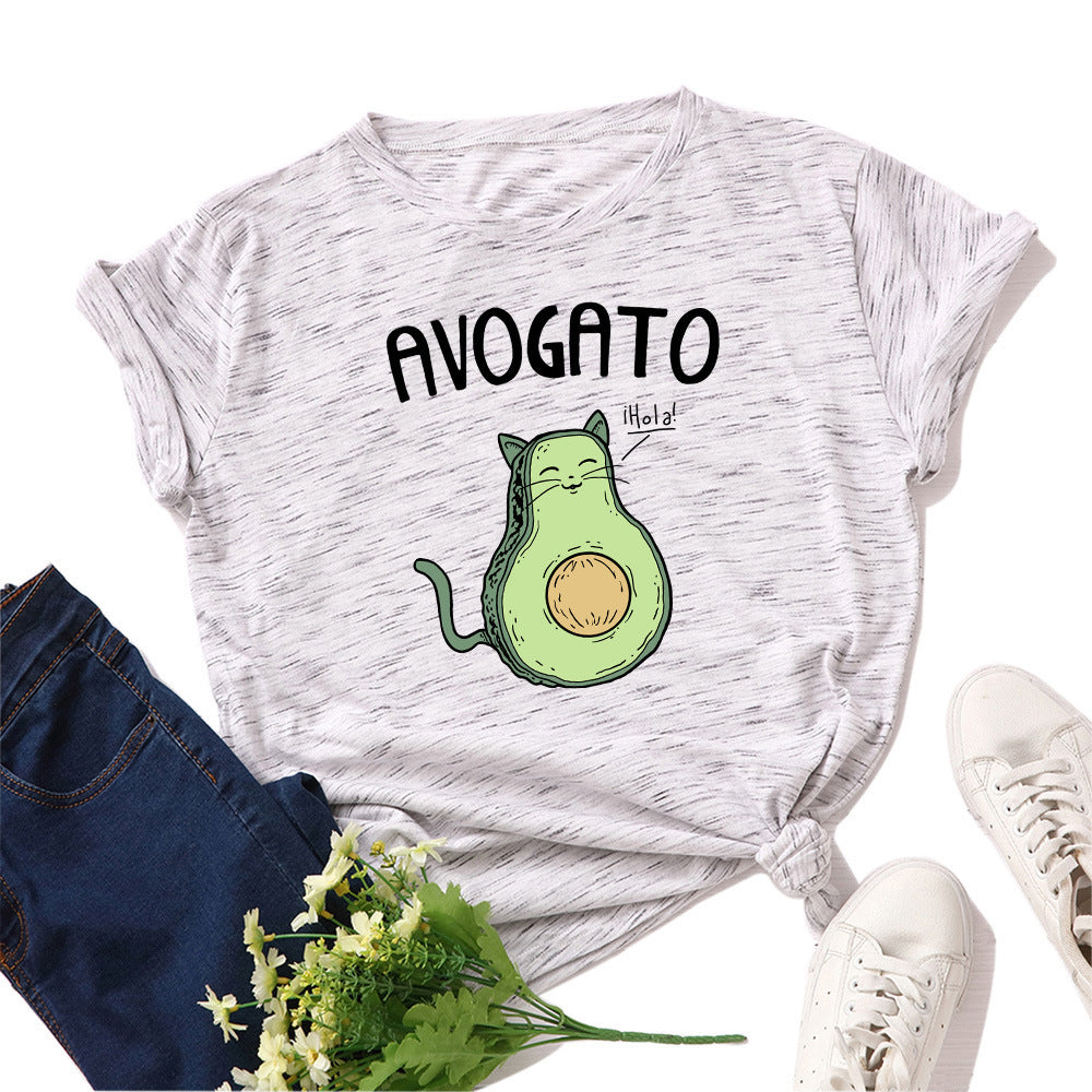 AVOGATO Loose Round Neck Short Sleeved T Shirt,