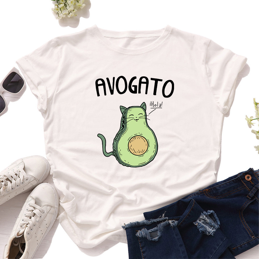 AVOGATO Loose Round Neck Short Sleeved T Shirt,