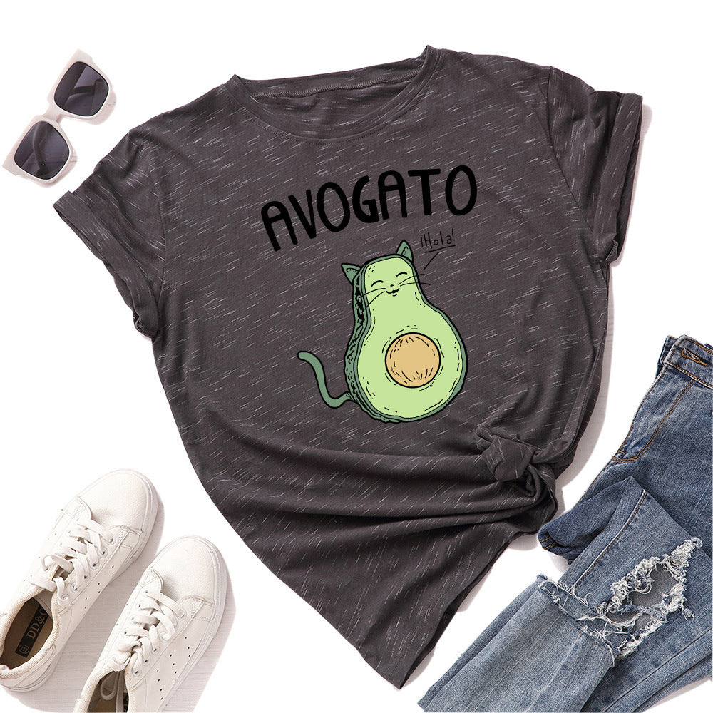 AVOGATO Loose Round Neck Short Sleeved T Shirt,