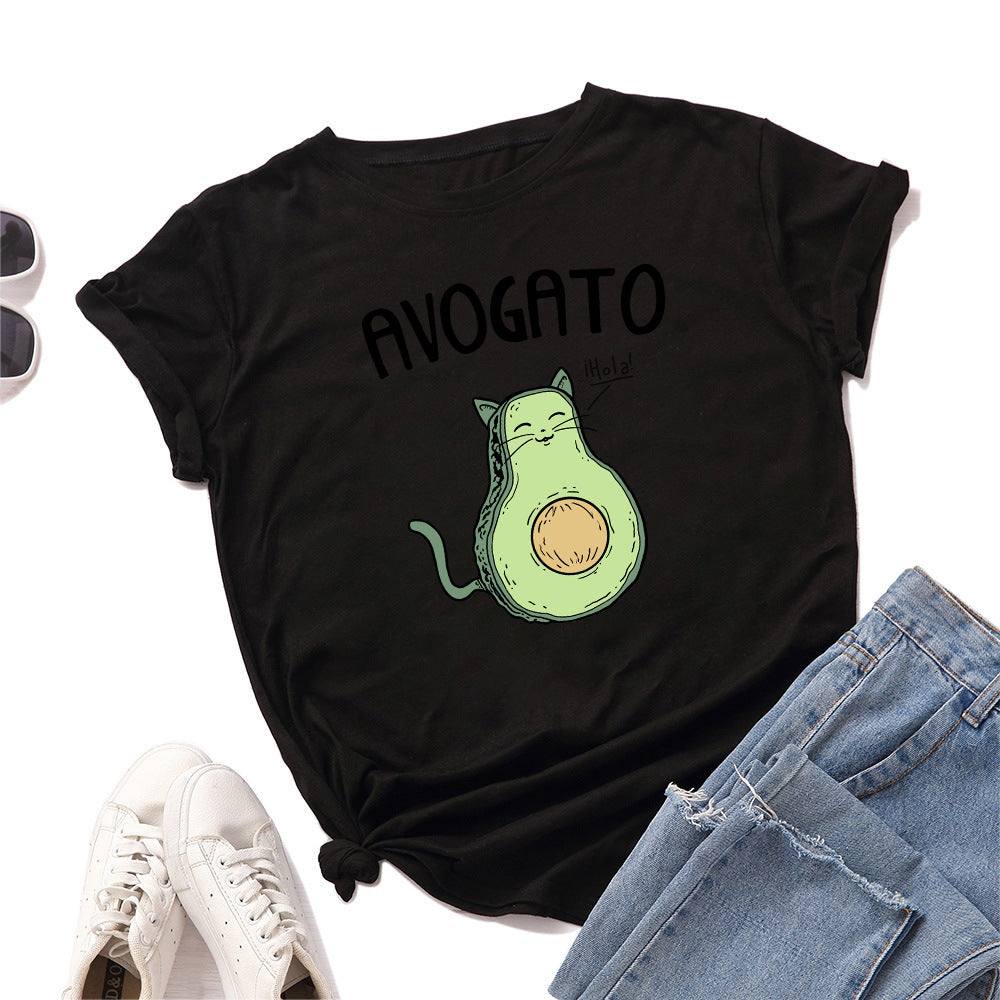 AVOGATO Loose Round Neck Short Sleeved T Shirt,