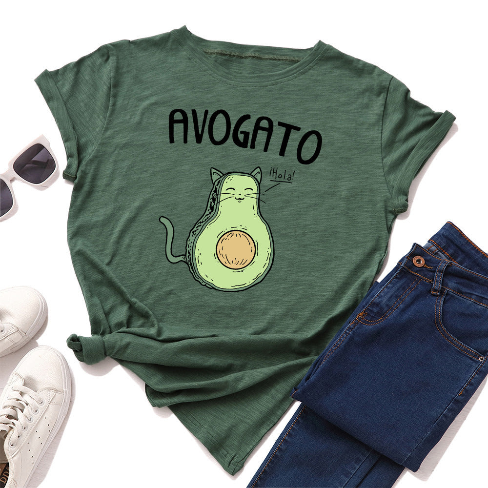 AVOGATO Loose Round Neck Short Sleeved T Shirt,
