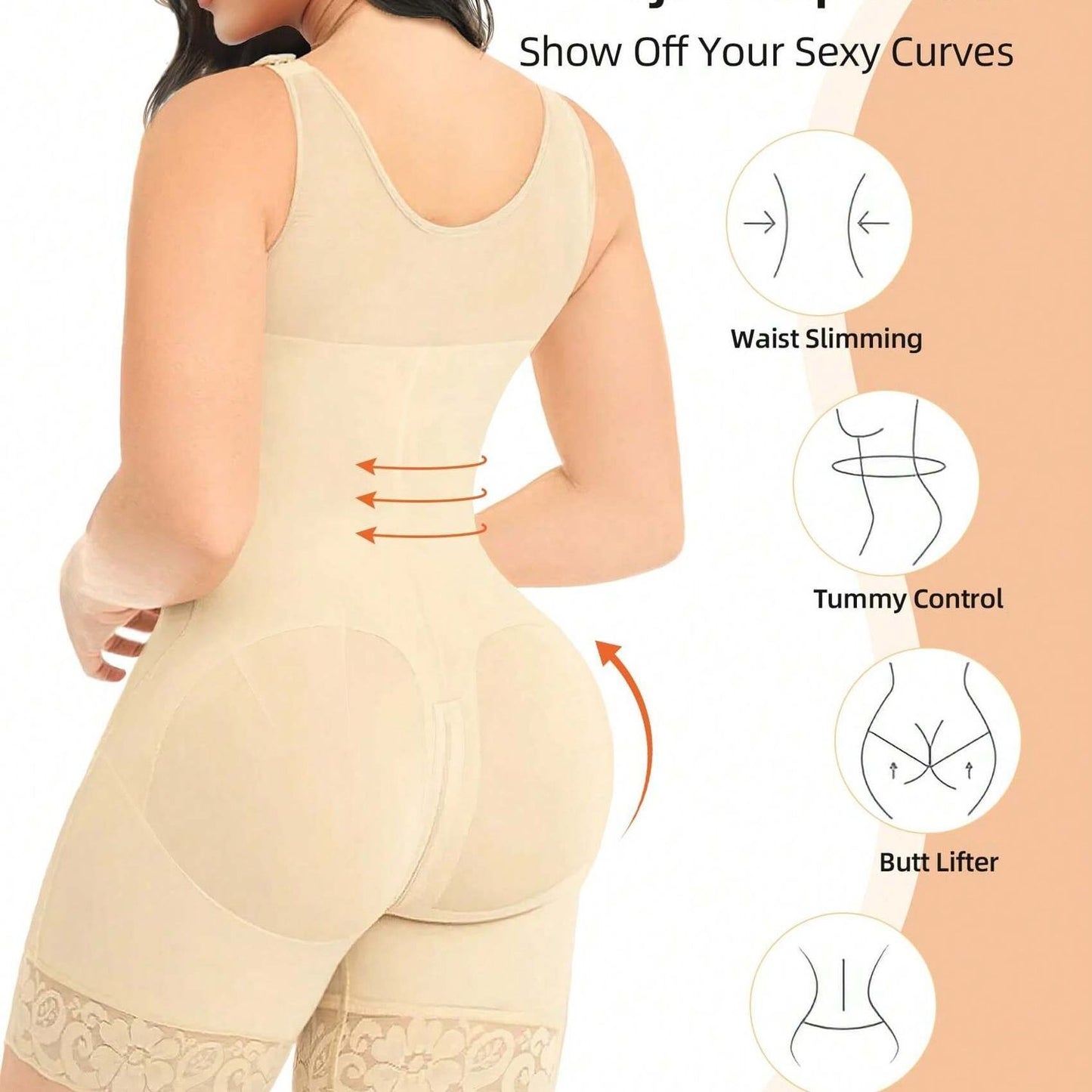 Fajas Colombianas Women's Shapewear, Full Body Sculpting After Abdominal Control, Hip Lifter With Zipper Crotch