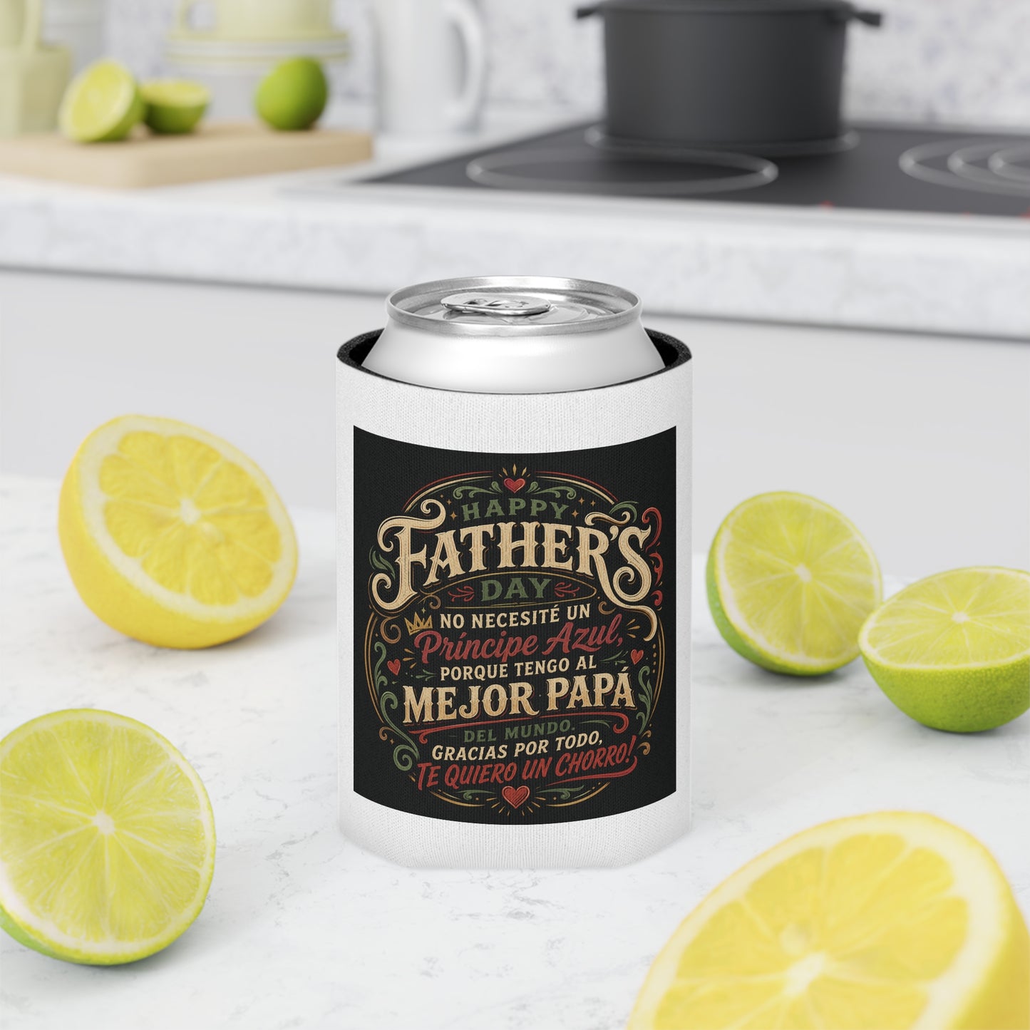 Father's Day Can Cooler - "Happy Father's Day" Spanish Chalkboard Design