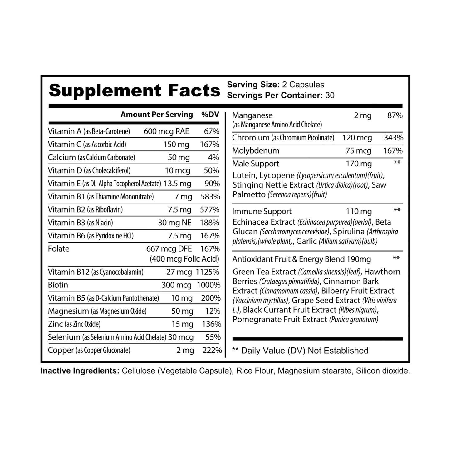 Chiquilla Bonita for Him Multivitamin for Men Supplement (60 Capsules)