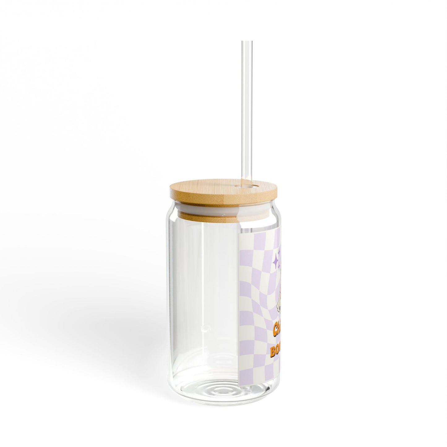 Charming Halloween Sipper Glass with Straw, Boo-Nita