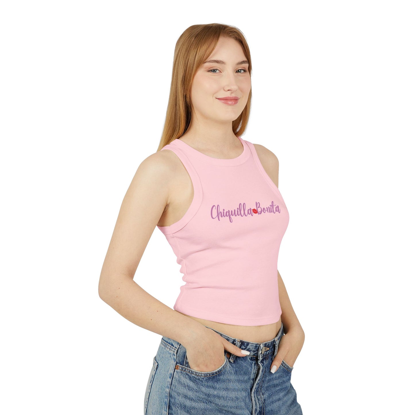 Chiquilla Bonita WomeN Micro Rib Racer Tank Top - Cute Casual Summer Wear