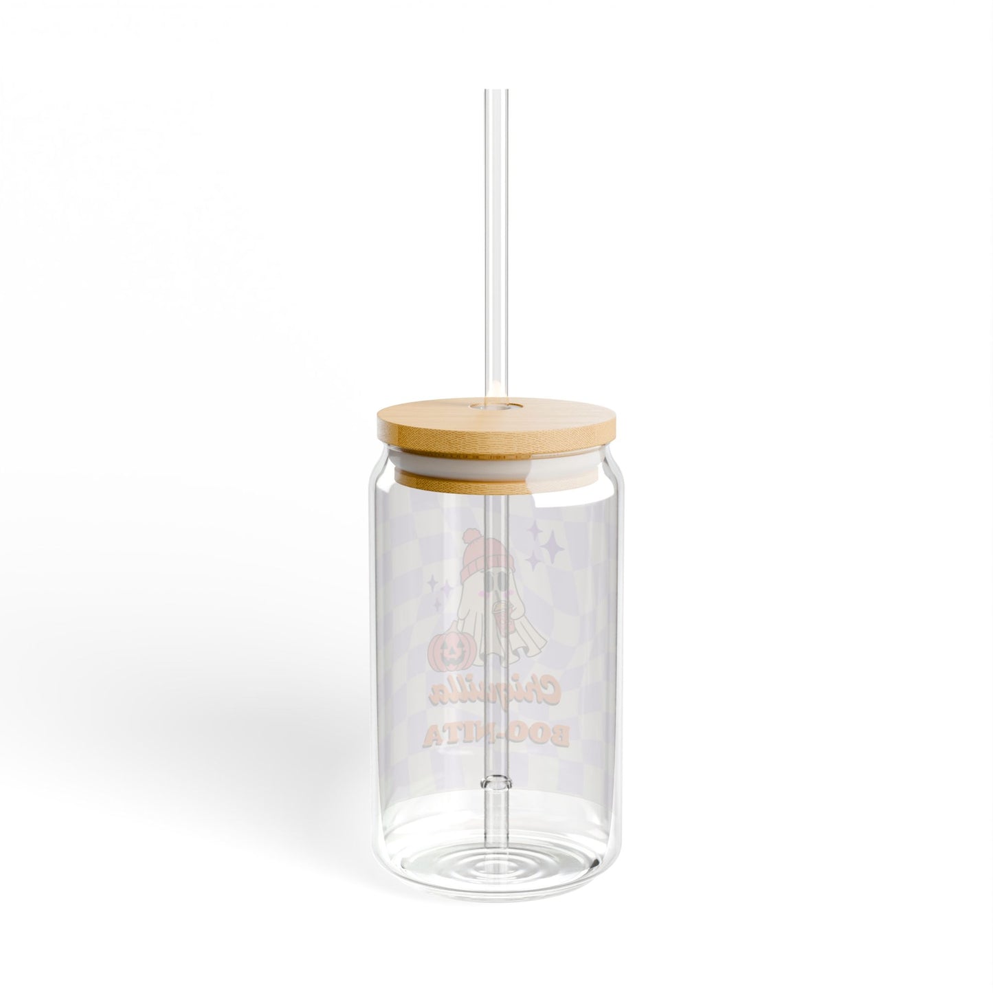 Charming Halloween Sipper Glass with Straw, Boo-Nita