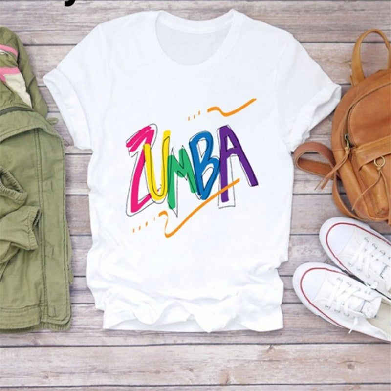 Dance Short Sleeve Zumba Printed Short Sleeve T-shirt