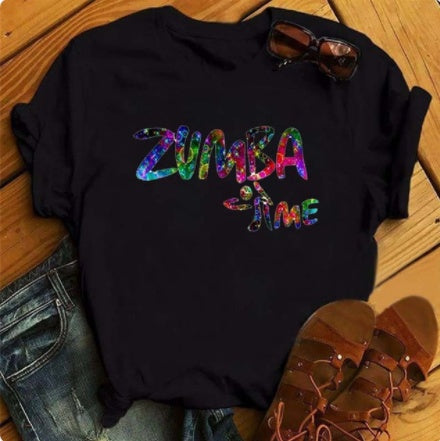 Dance Short Sleeve Zumba Printed Short Sleeve T-shirt