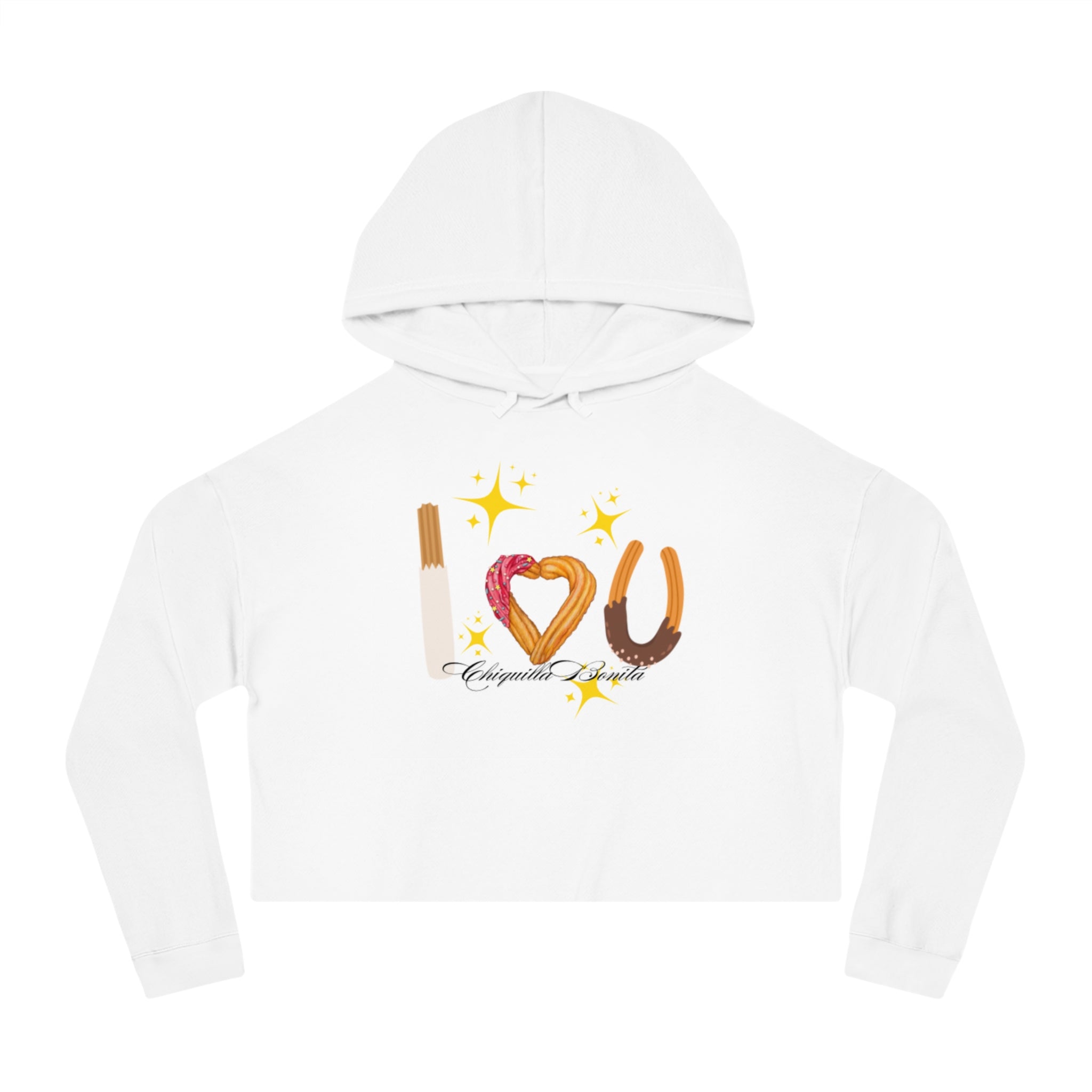 Sudadera corta con capucha para mujer "Te amo"