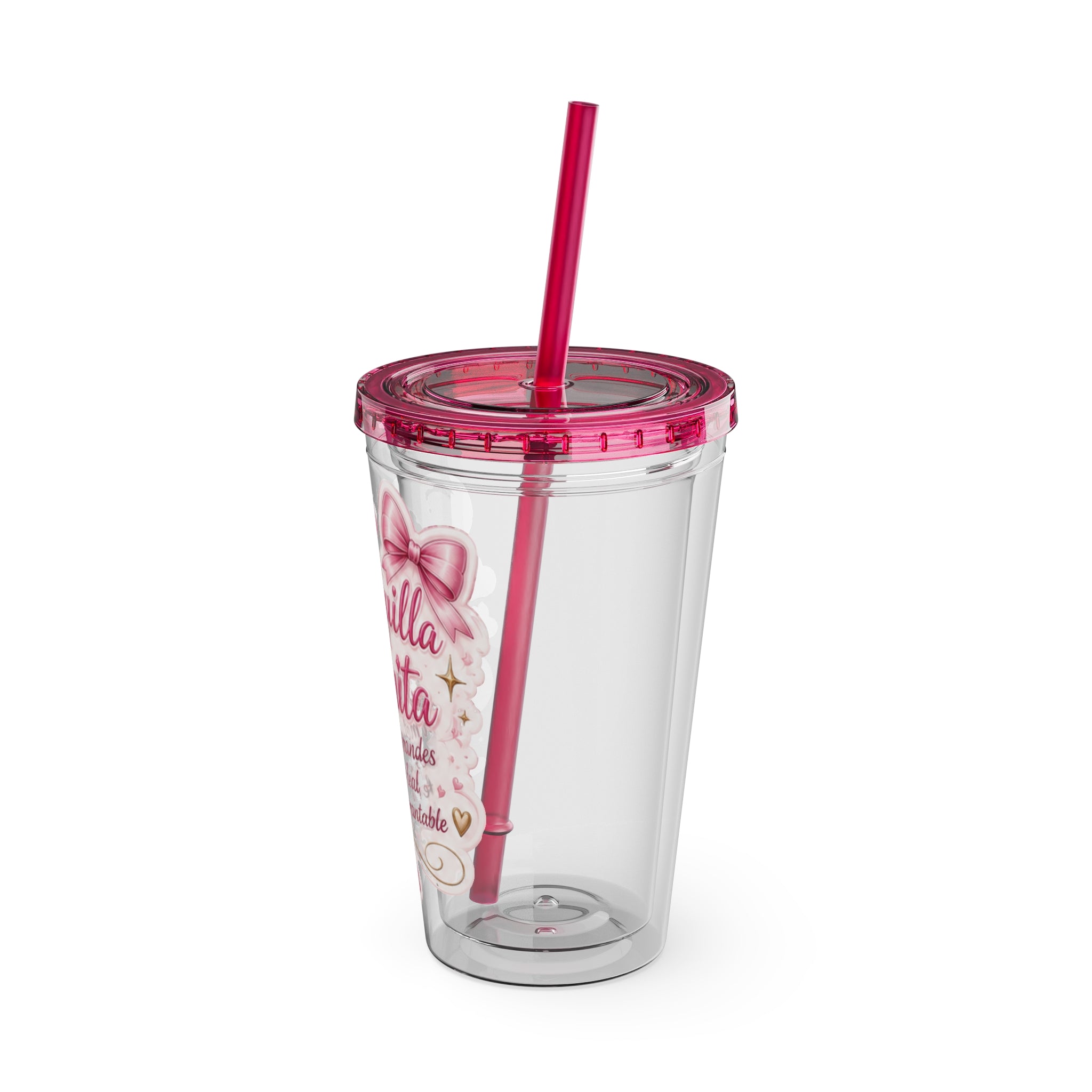 Chiquilla Bonita 16oz Tumbler with Straw – Pink