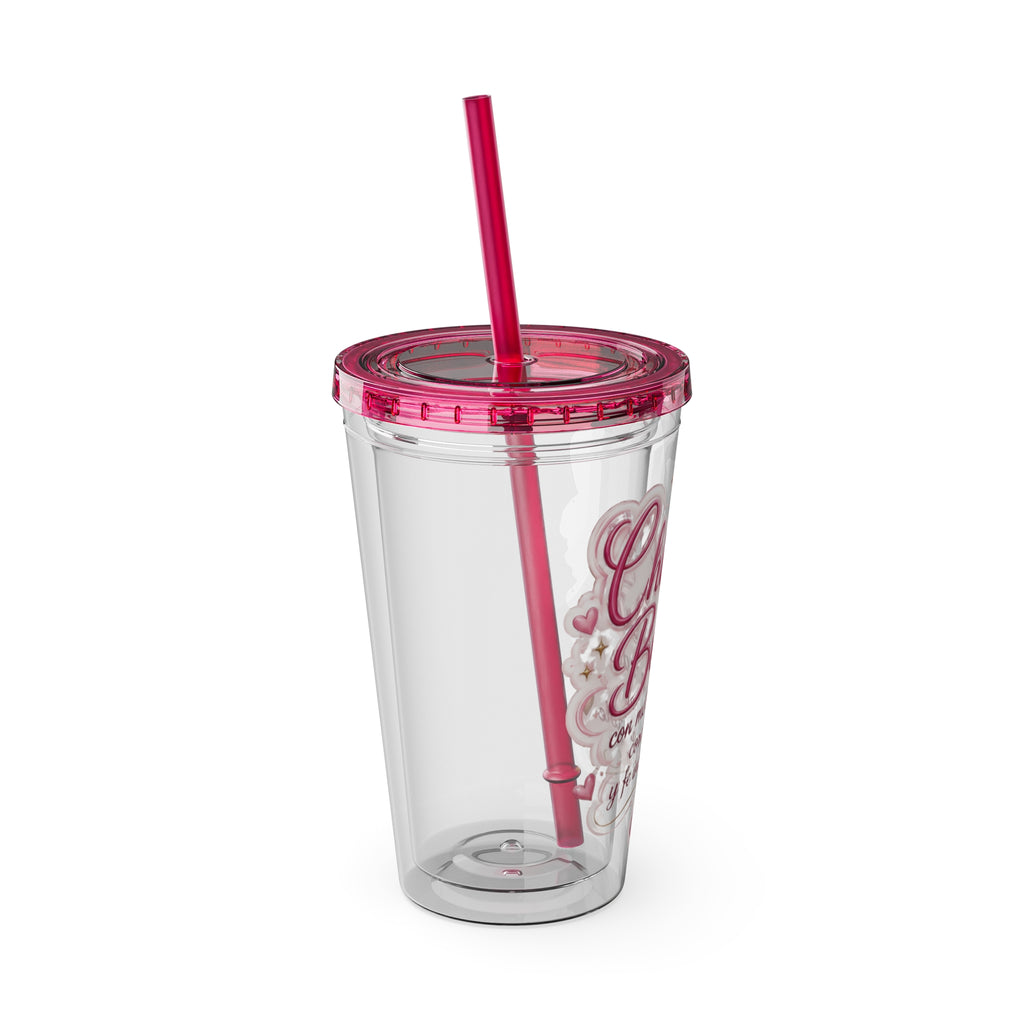 Chiquilla Bonita 16oz Tumbler with Straw – Pink