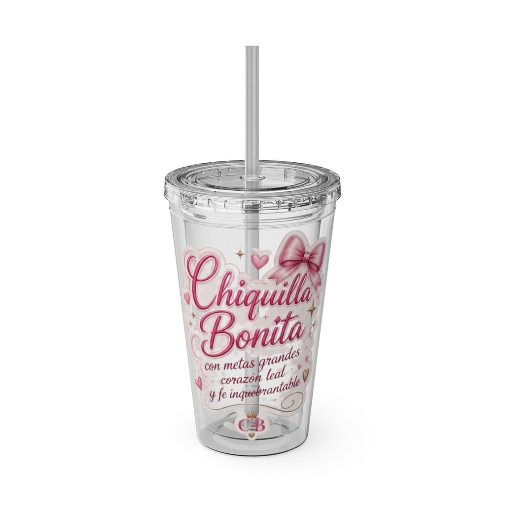 Chiquilla Bonita 16oz Tumbler with Straw – Pink