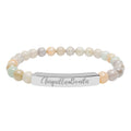 Engraved Natural Stone Stretch Bar Bracelet