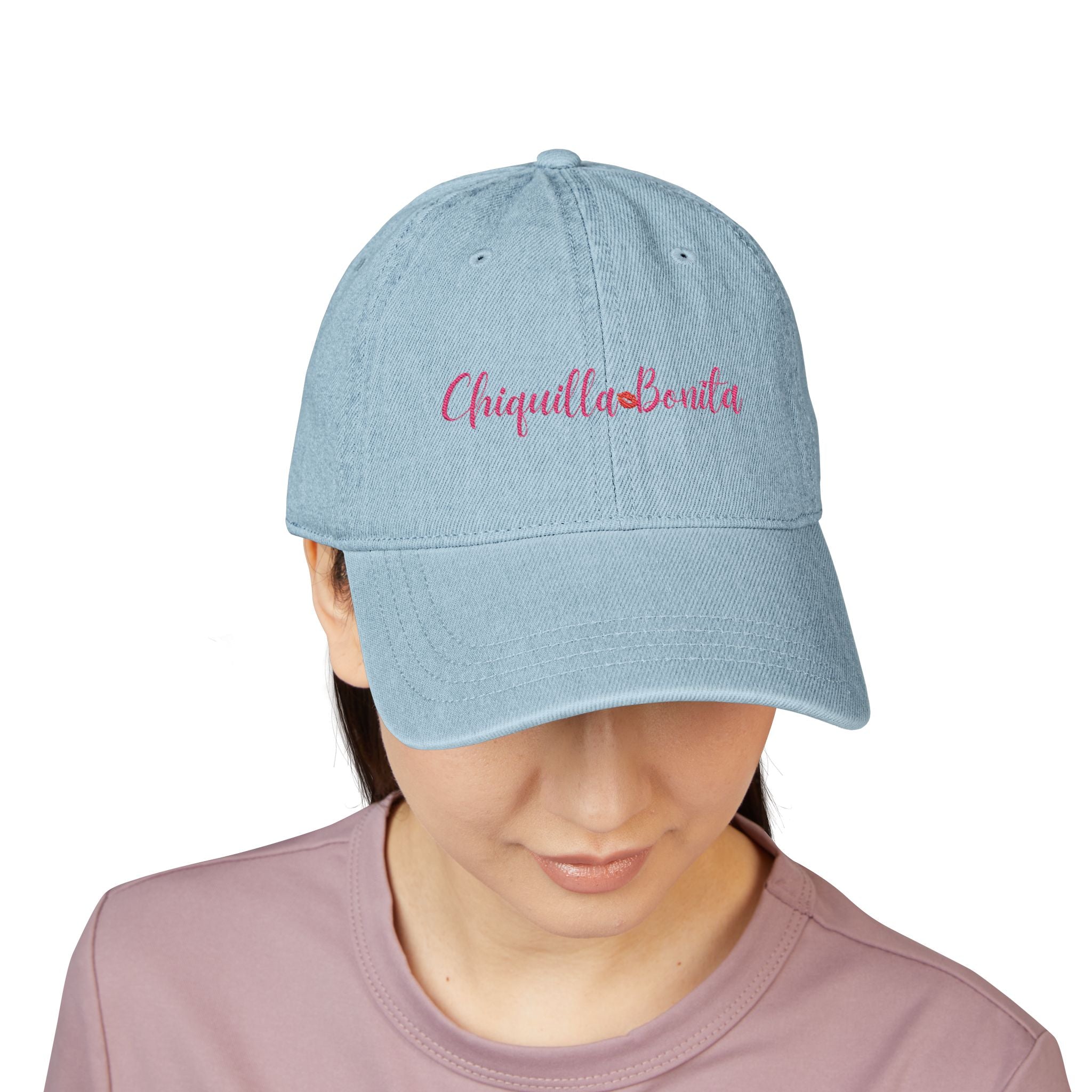 Embroidered "Chiquilla Bonita" Denim Hat — Baseball Cap