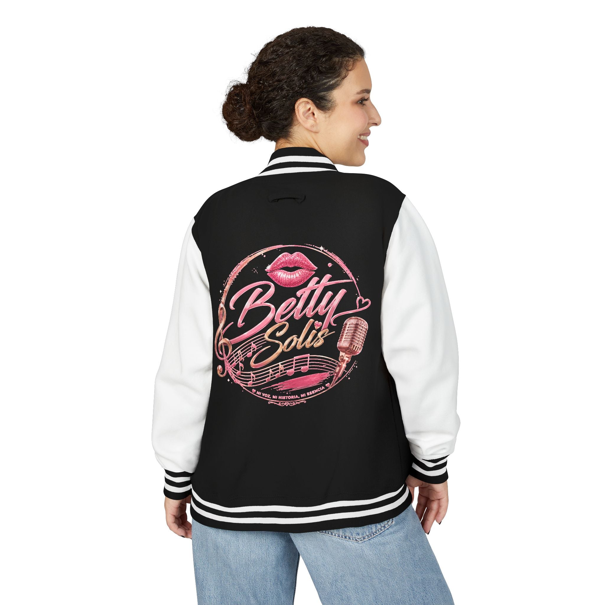 Betty Solis Letterman Jacket — Retro Pink Varsity Jacket