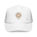 Sunshine Radiant Foam Trucker Hat — Vintage Sun Face Embroidered Cap