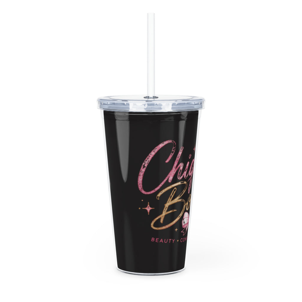 Chiquilla Bonita Straw Tumbler – Glitter Pink Latina Pride Cold Cup