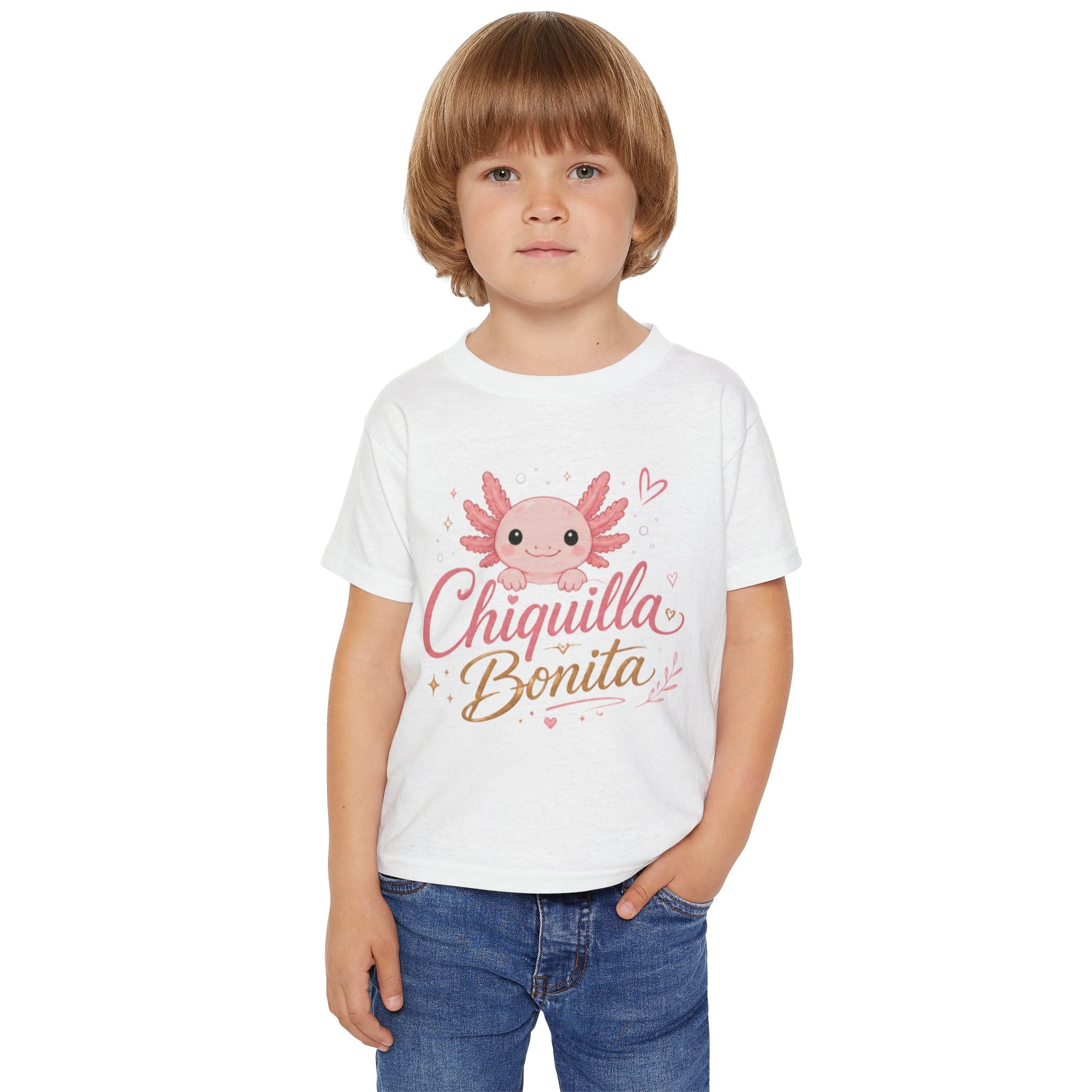 Chiquilla Bonita Toddler T-Shirt — Cute Pink Axolotl Design
