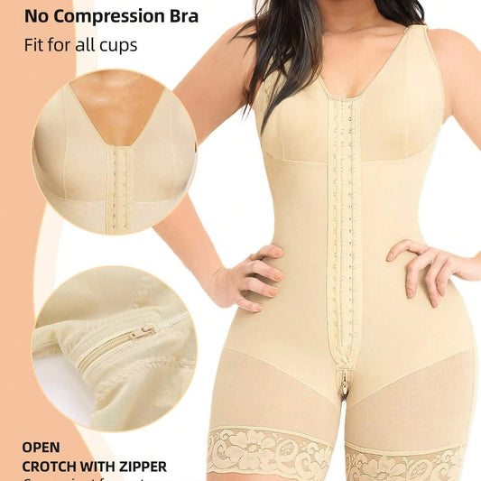 Fajas Colombianas Women's Shapewear, Full Body Sculpting After Abdominal Control, Hip Lifter With Zipper Crotch