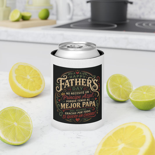Father's Day Can Cooler - "Happy Father's Day" Spanish Chalkboard Design