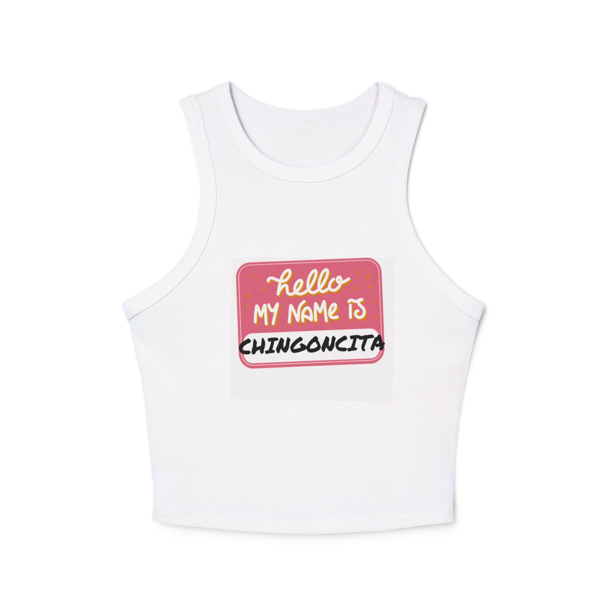 Camiseta sin mangas de canalé microcanalado CHINGONCITA para mujer