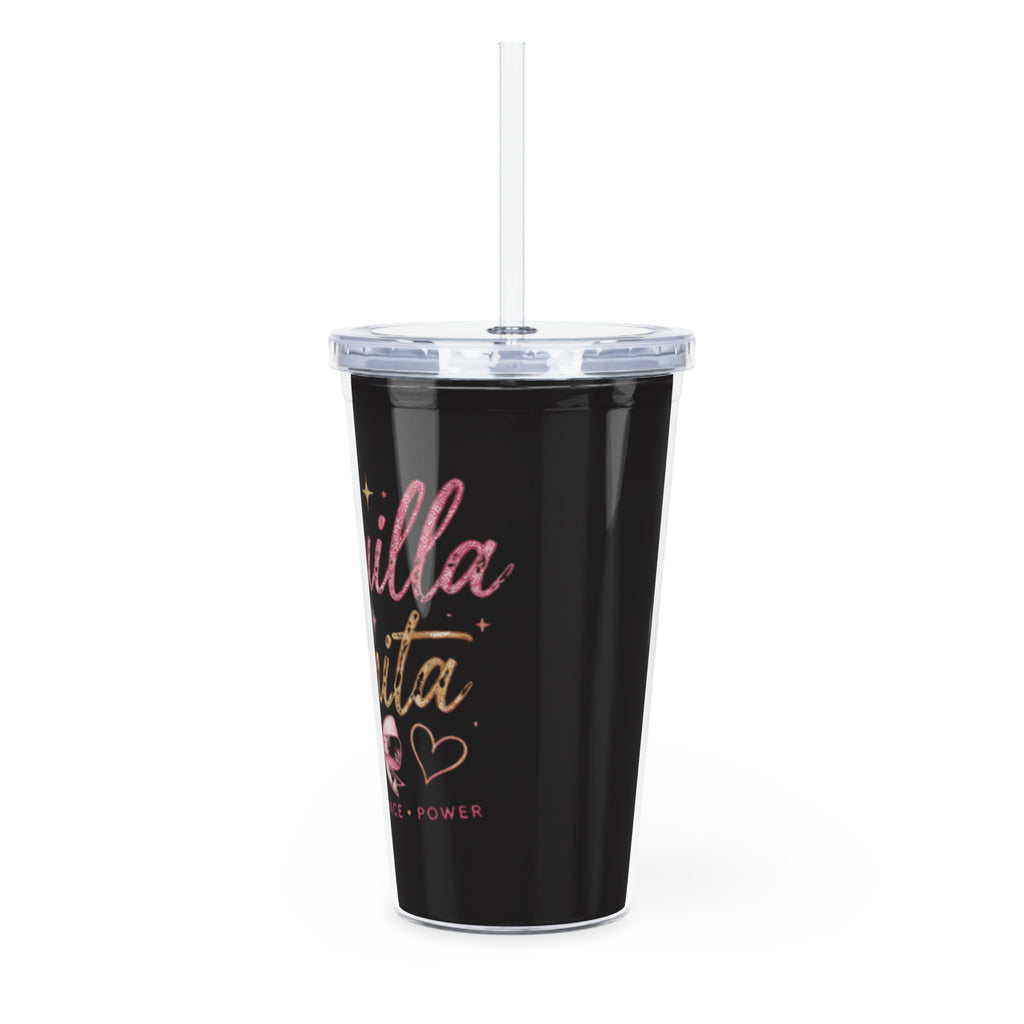 Chiquilla Bonita Straw Tumbler – Glitter Pink Latina Pride Cold Cup