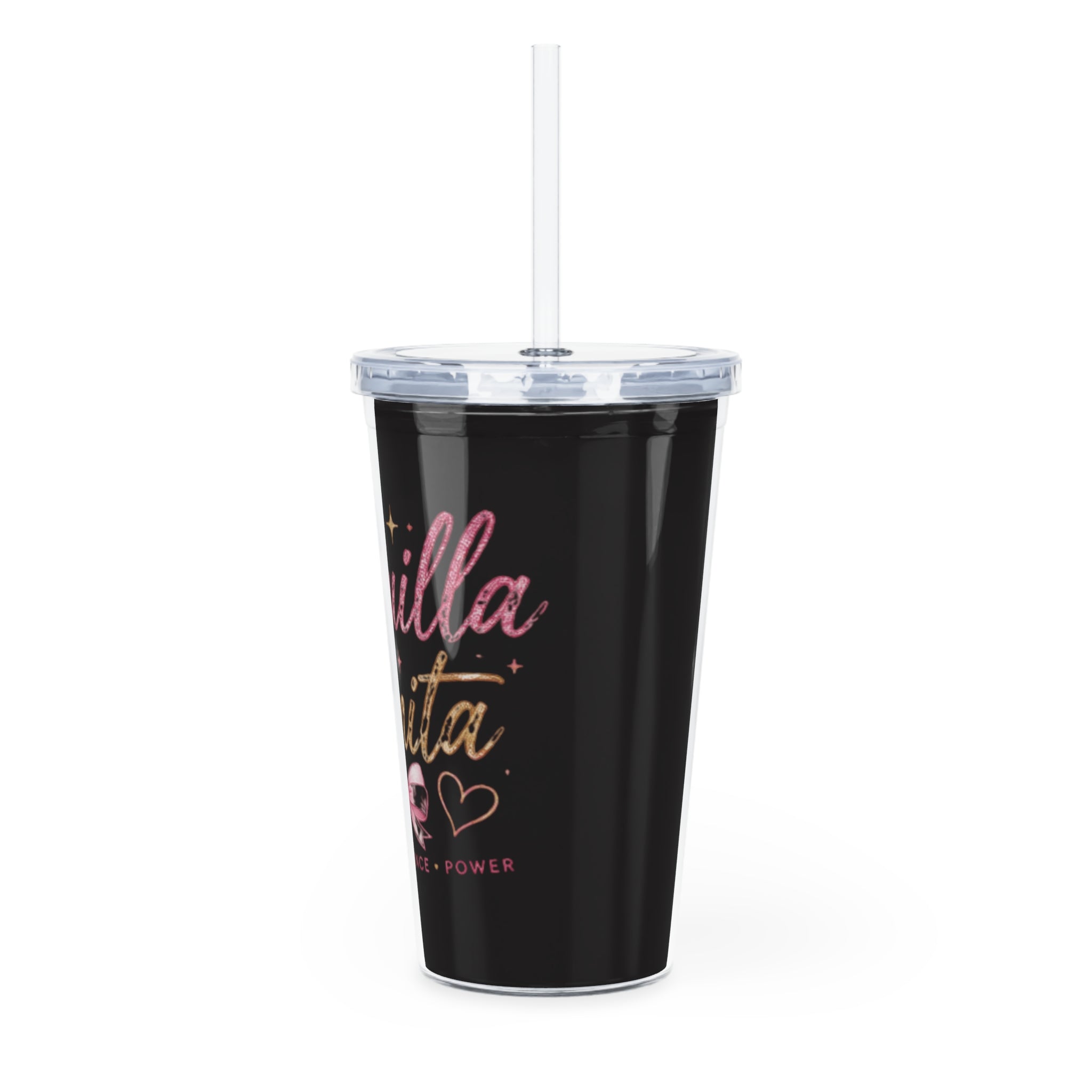 Chiquilla Bonita Straw Tumbler – Glitter Pink Latina Pride Cold Cup