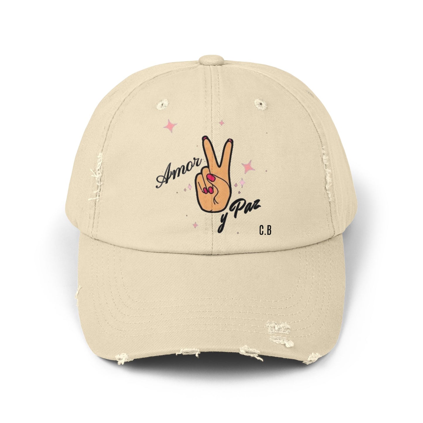 Amor Y Paz Unisex Distressed Cap