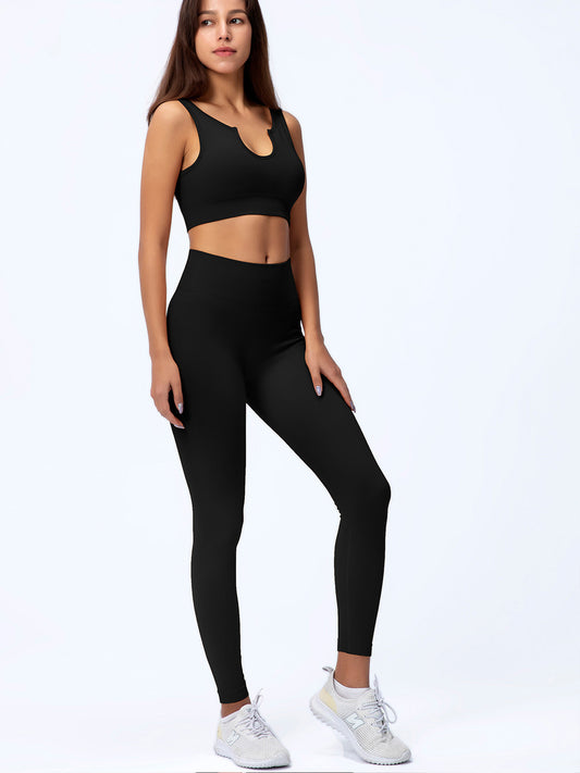 Conjuntos de entrenamiento para mujer de 2 piezas: conjuntos de yoga sin costuras, top corto a juego y ropa deportiva para gimnasio.