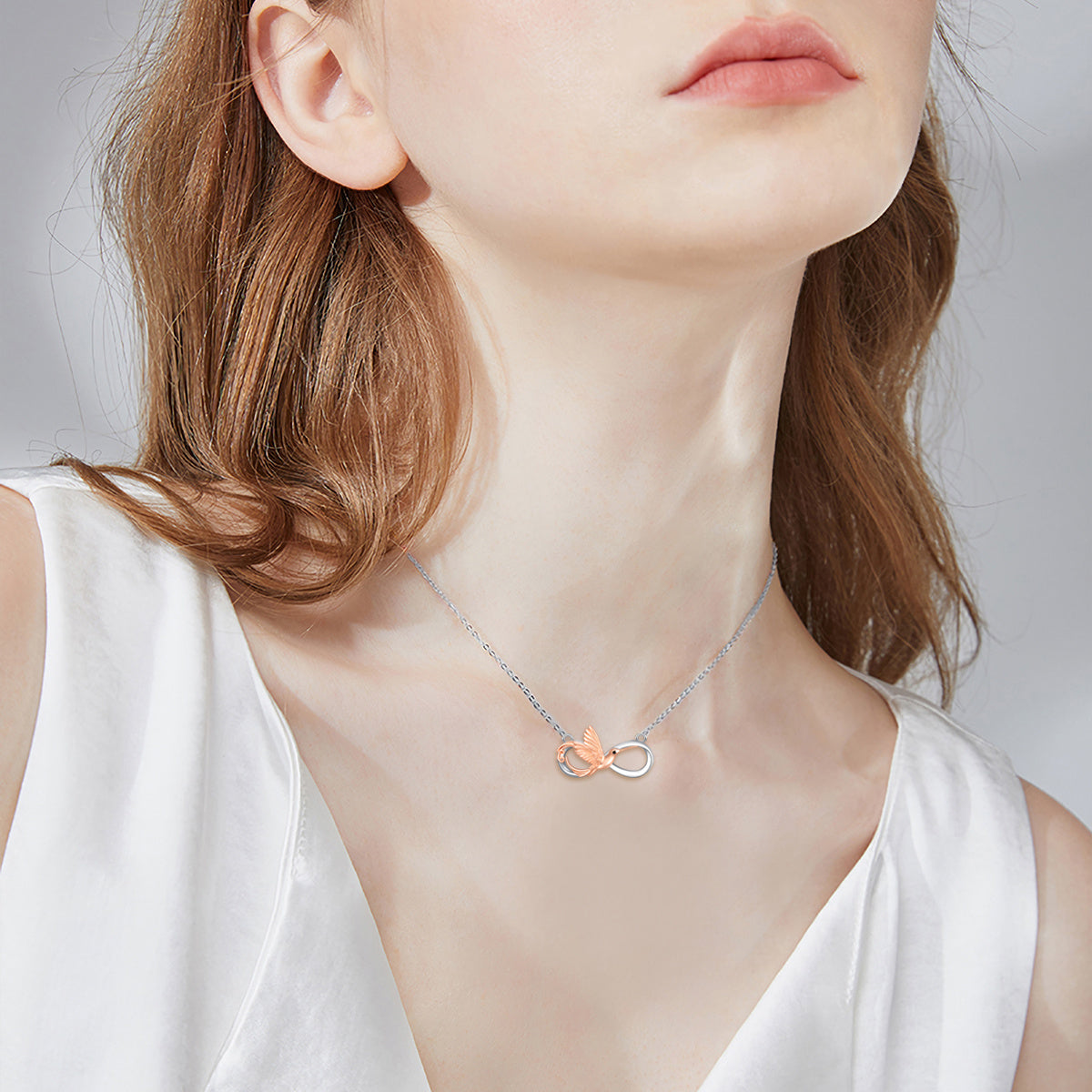 Hummingbird Necklace 925 Sterling Silver Infinity Hummingbird Pendant Necklace