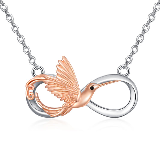 Hummingbird Necklace 925 Sterling Silver Infinity Hummingbird Pendant Necklace