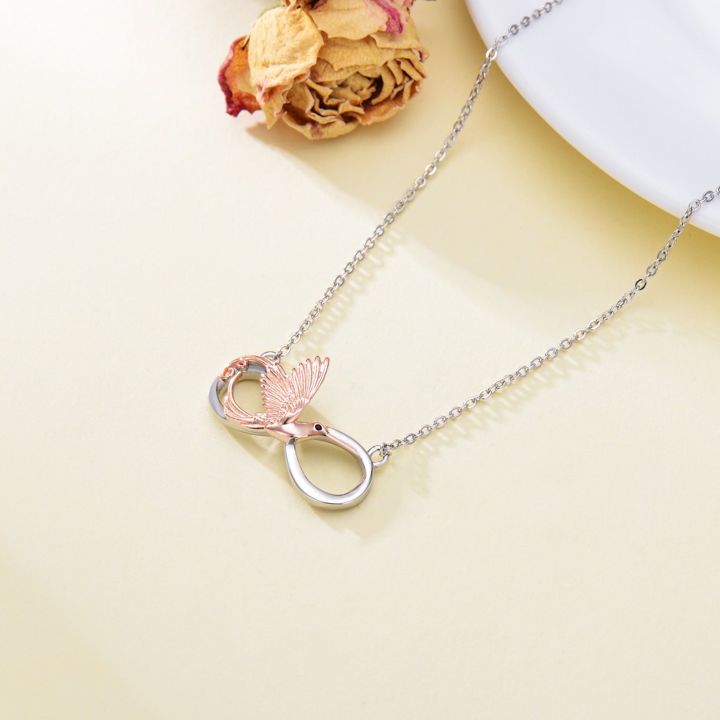 Hummingbird Necklace 925 Sterling Silver Infinity Hummingbird Pendant Necklace