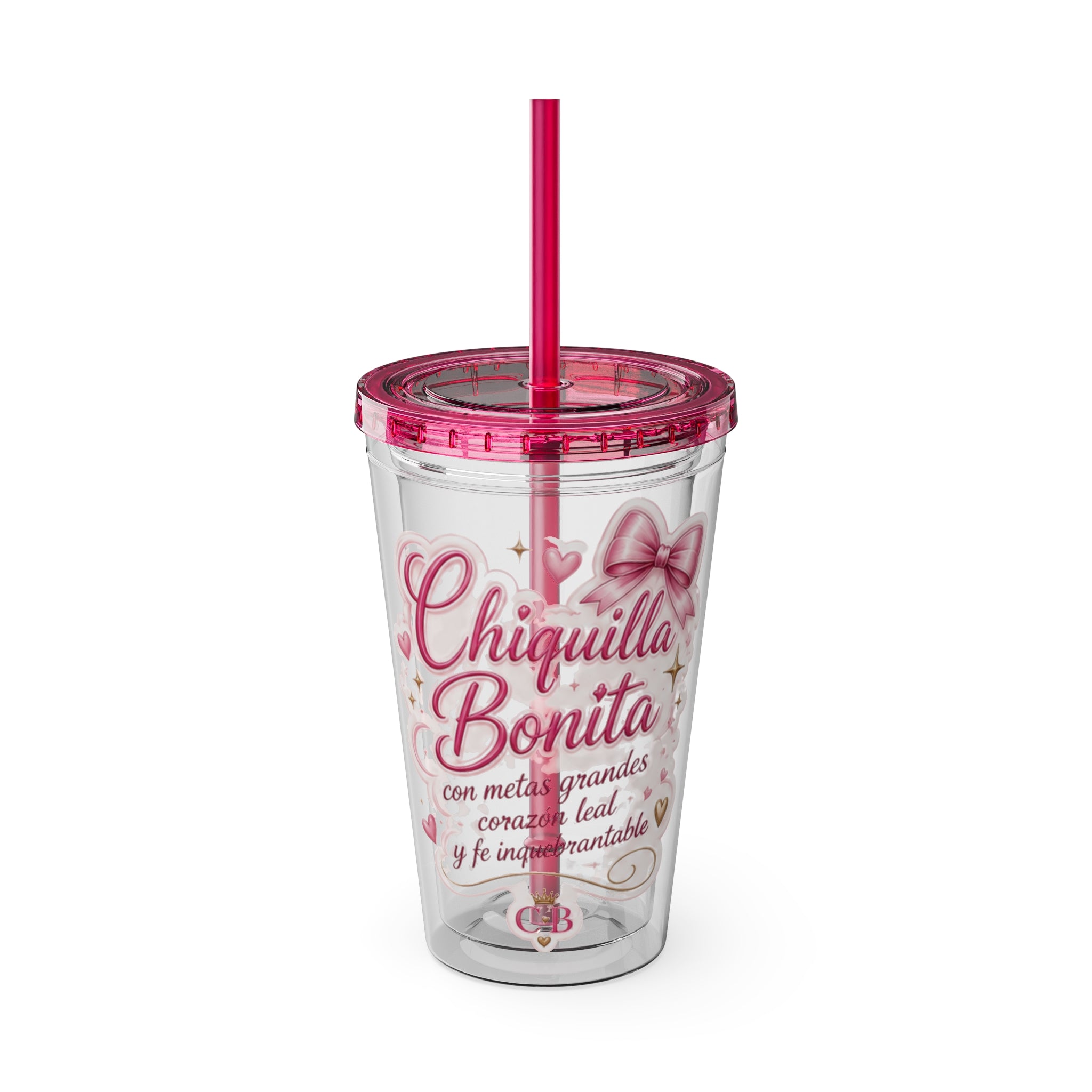 Chiquilla Bonita 16oz Tumbler with Straw – Pink