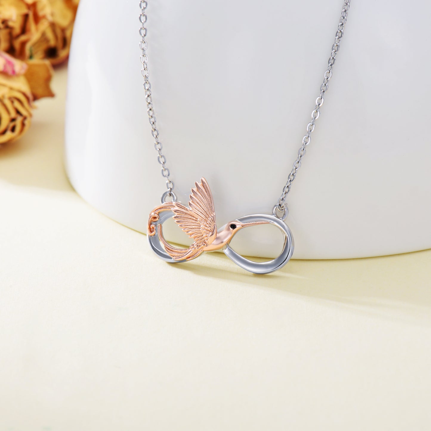 Hummingbird Necklace 925 Sterling Silver Infinity Hummingbird Pendant Necklace