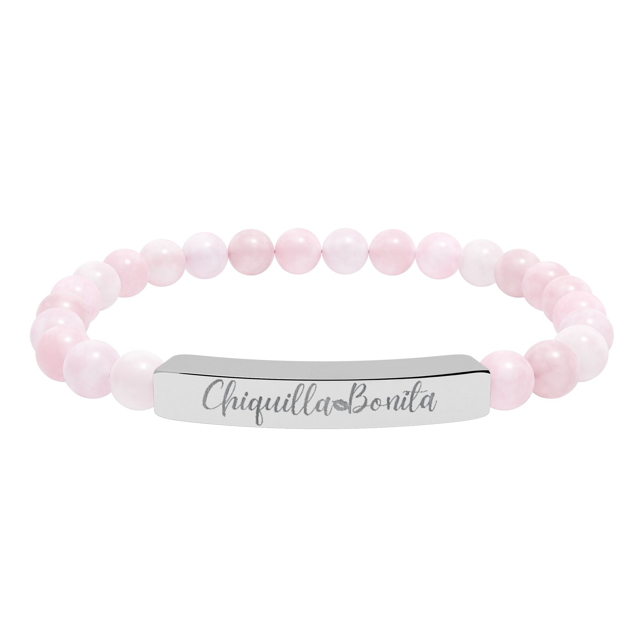 Engraved Natural Stone Stretch Bar Bracelet