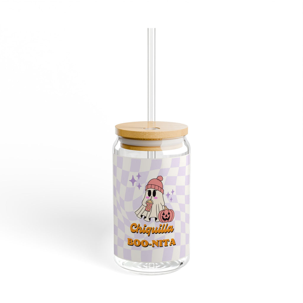 Charming Halloween Sipper Glass with Straw, Boo-Nita