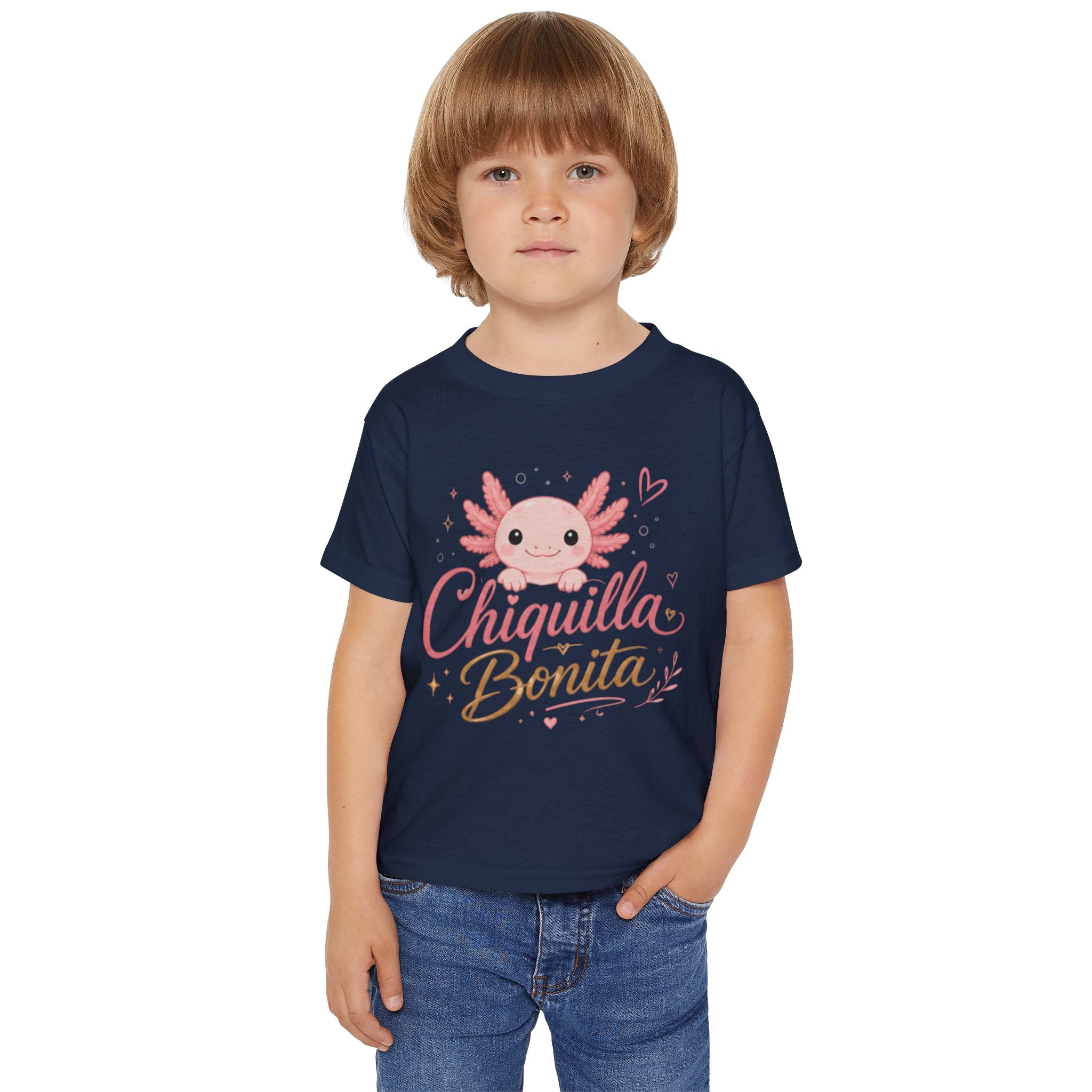 Chiquilla Bonita Toddler T-Shirt — Cute Pink Axolotl Design
