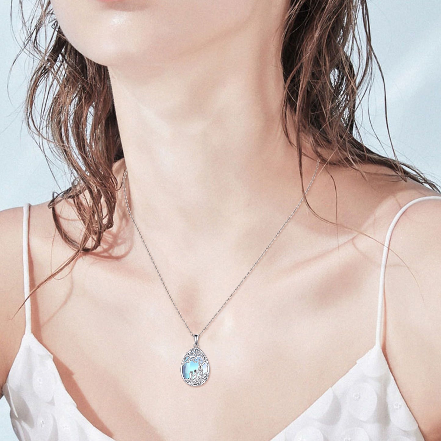 Sterling Silver Moonstone Tree of Life Mother Necklace